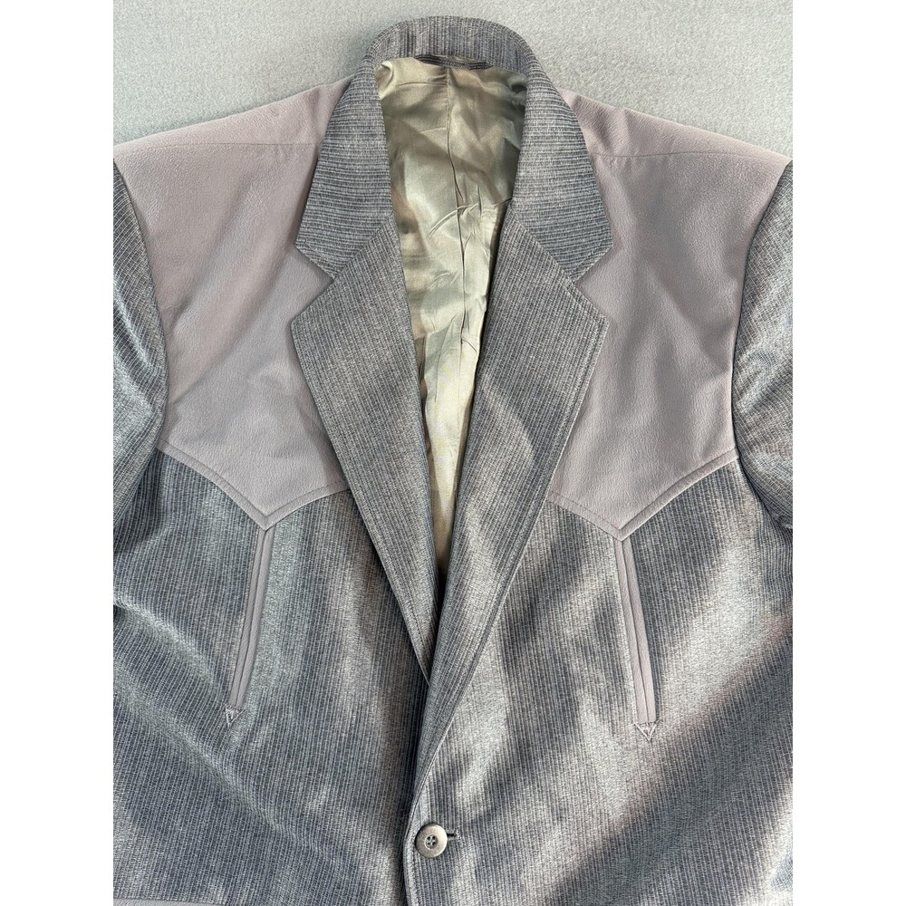 Vintage Circle S Sport Coat Mens 42L Gray Western Ranch Wear Blazer Jacket USA